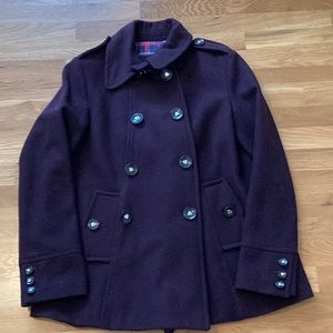 NEVER WORN! AUTHENTIC Betsey Johnson maroon color Wool peacoat w/ silk lining